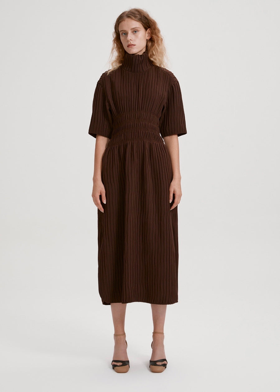 TEXTURED TURTLENECK DRESS  | RECTO
