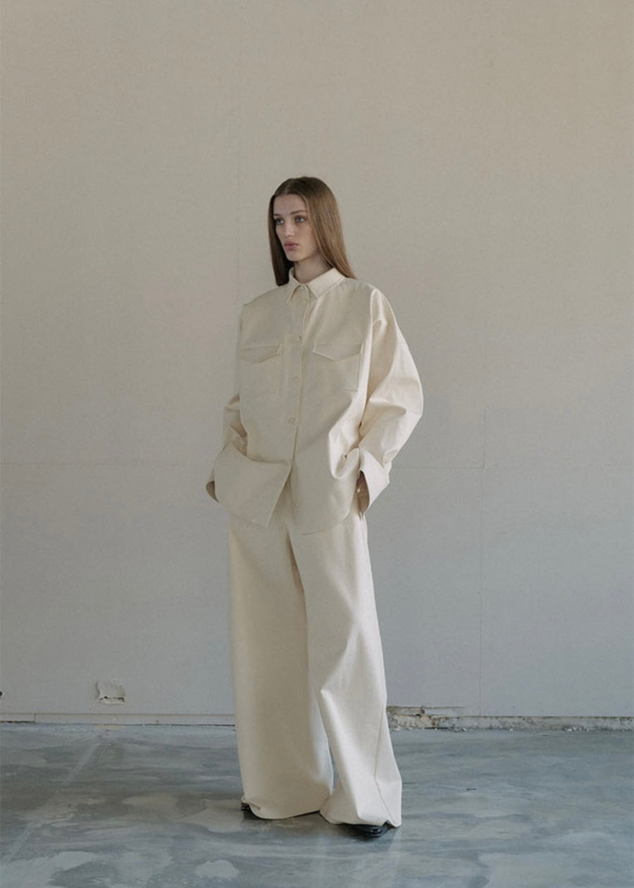 [LEHA] POUDRE SHIRT JACKET-CREAM