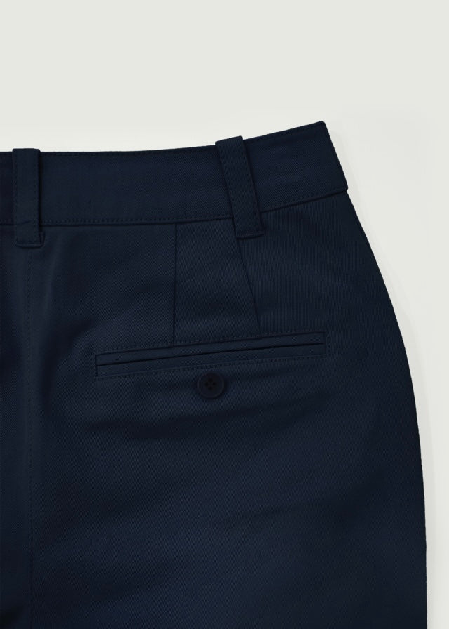 Semi-flared Cotton Pants (Deep Navy)