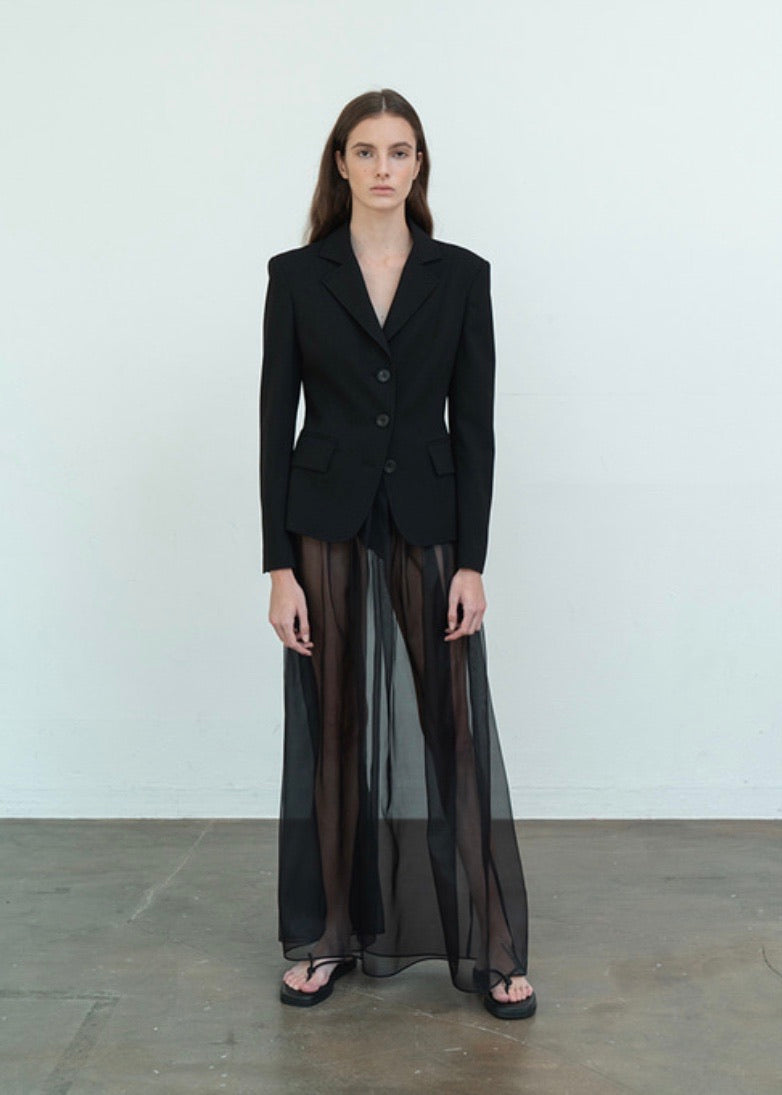 High-neck SIlk Organza Dress |L E H A