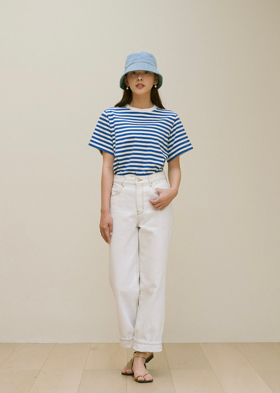 Crown neck T-shirt (Marine blue)