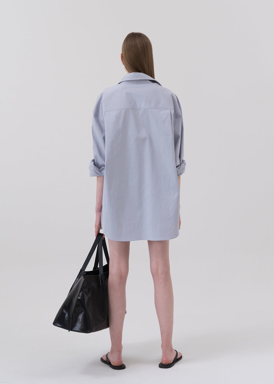 Oversized Cotton Shirt Blue | KINDERSALMON