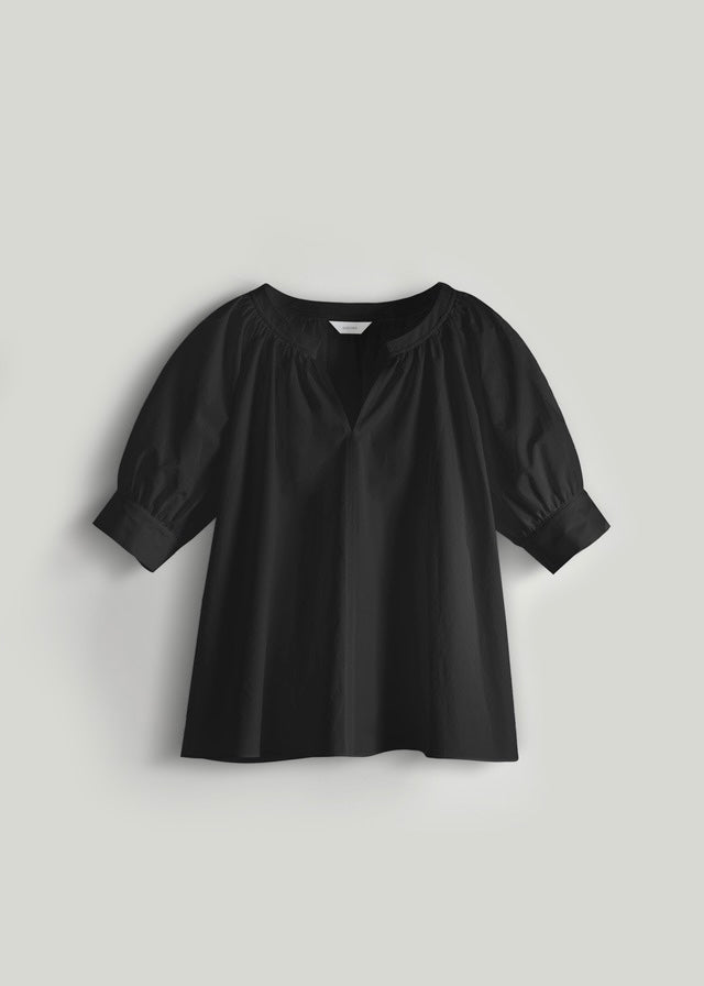 Gathered Tunic Blouse (Black)