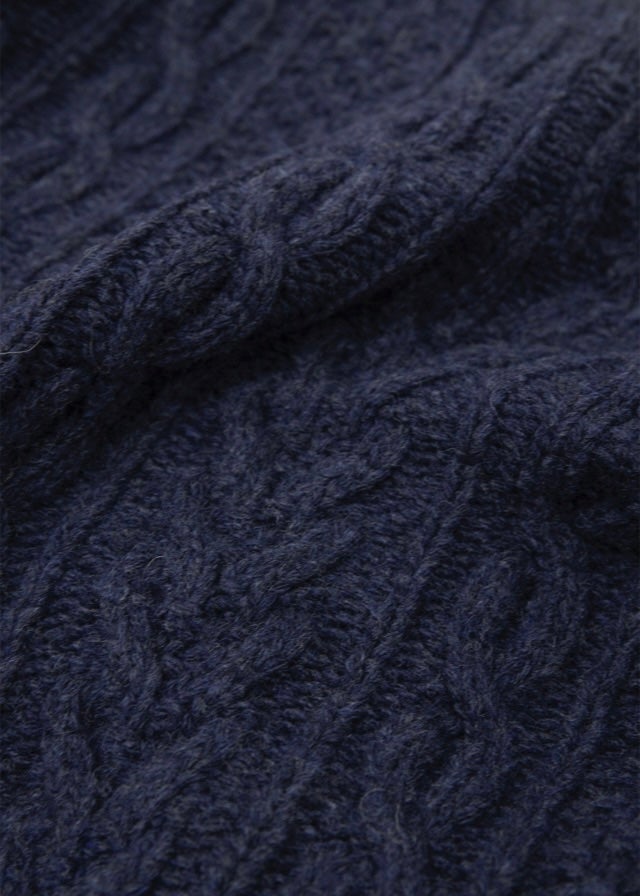 La Neige Cable-Knit Cardigan (Night blue)