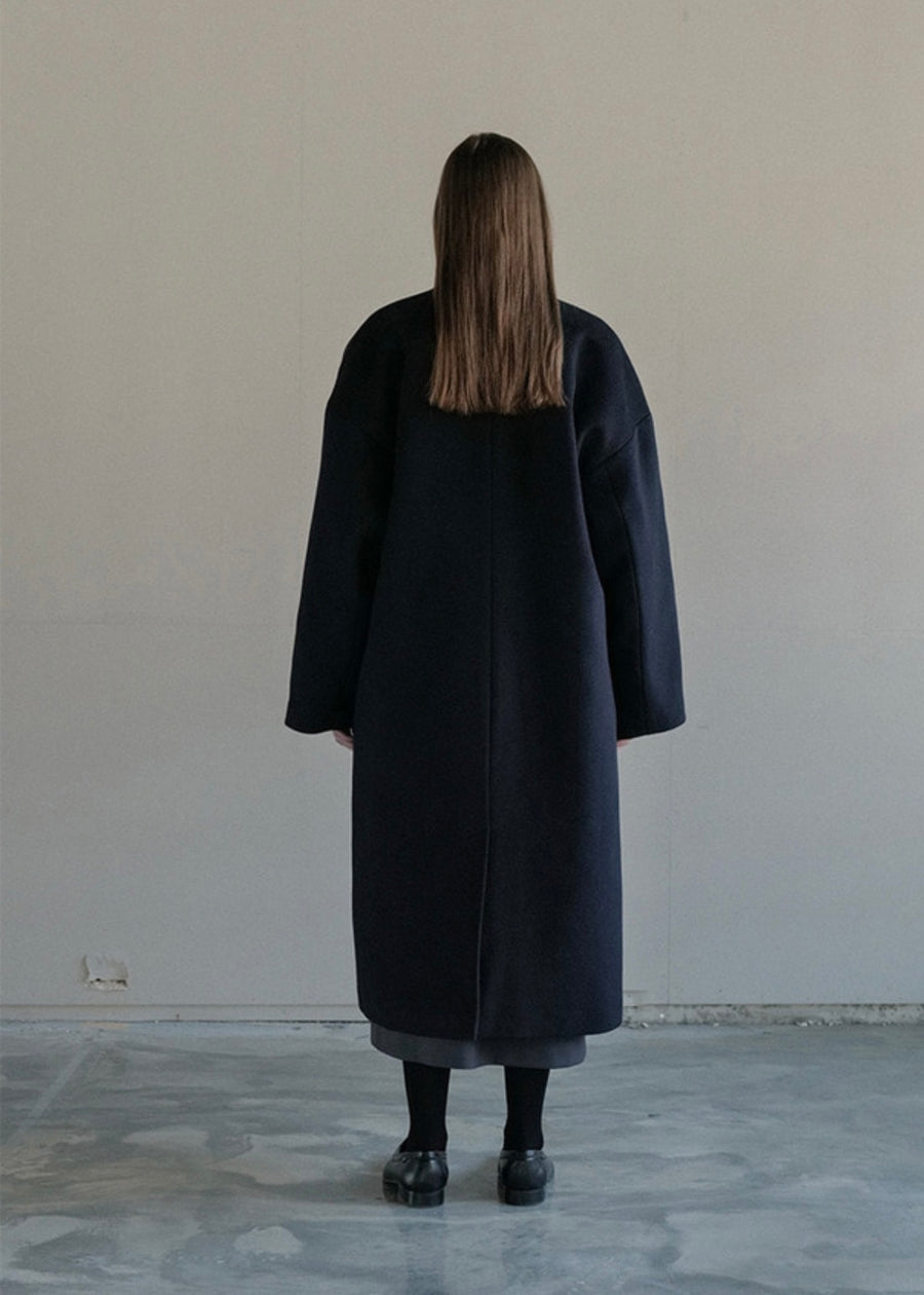 [LEHA] MARTA WOOL AND CASHMERE COCOON COAT -NAVY