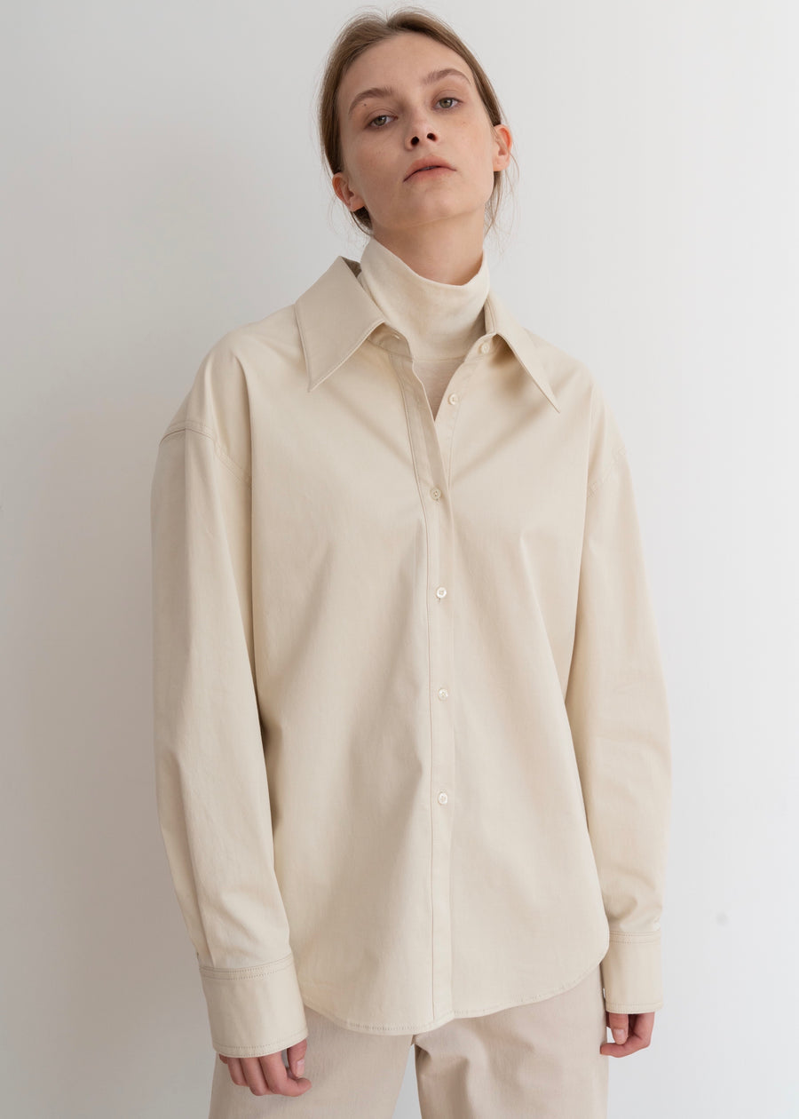 POPLIN SHIRT CREAM | KINDERSALMON