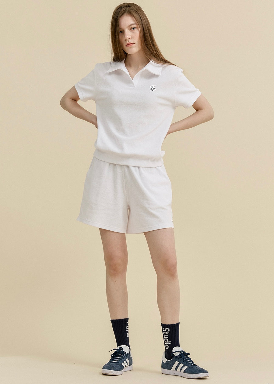[STUDIO & PARC] Set Bacatel Terry T-shirt & Short Pants -White