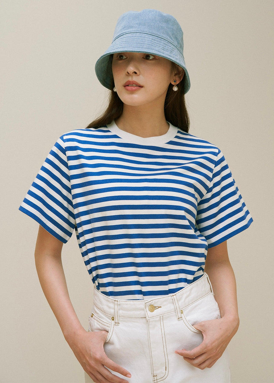 Crown neck T-shirt (Marine blue)