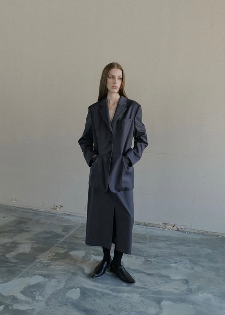 RE-ORDER [LEHA] GREYSTONE SINGLE BREAST JACKET-GRAPHITE