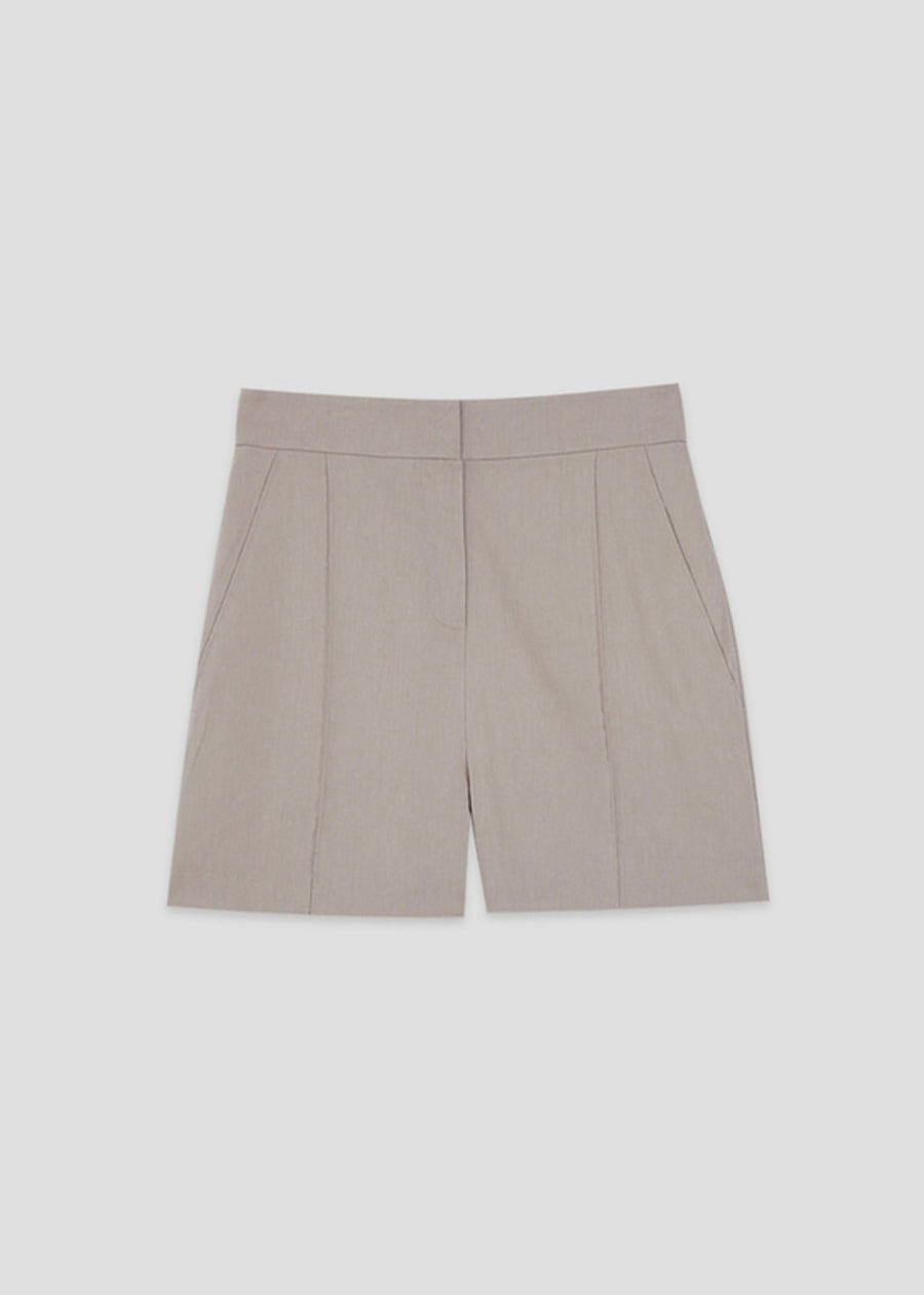 Karin linen blended shorts (Beige)