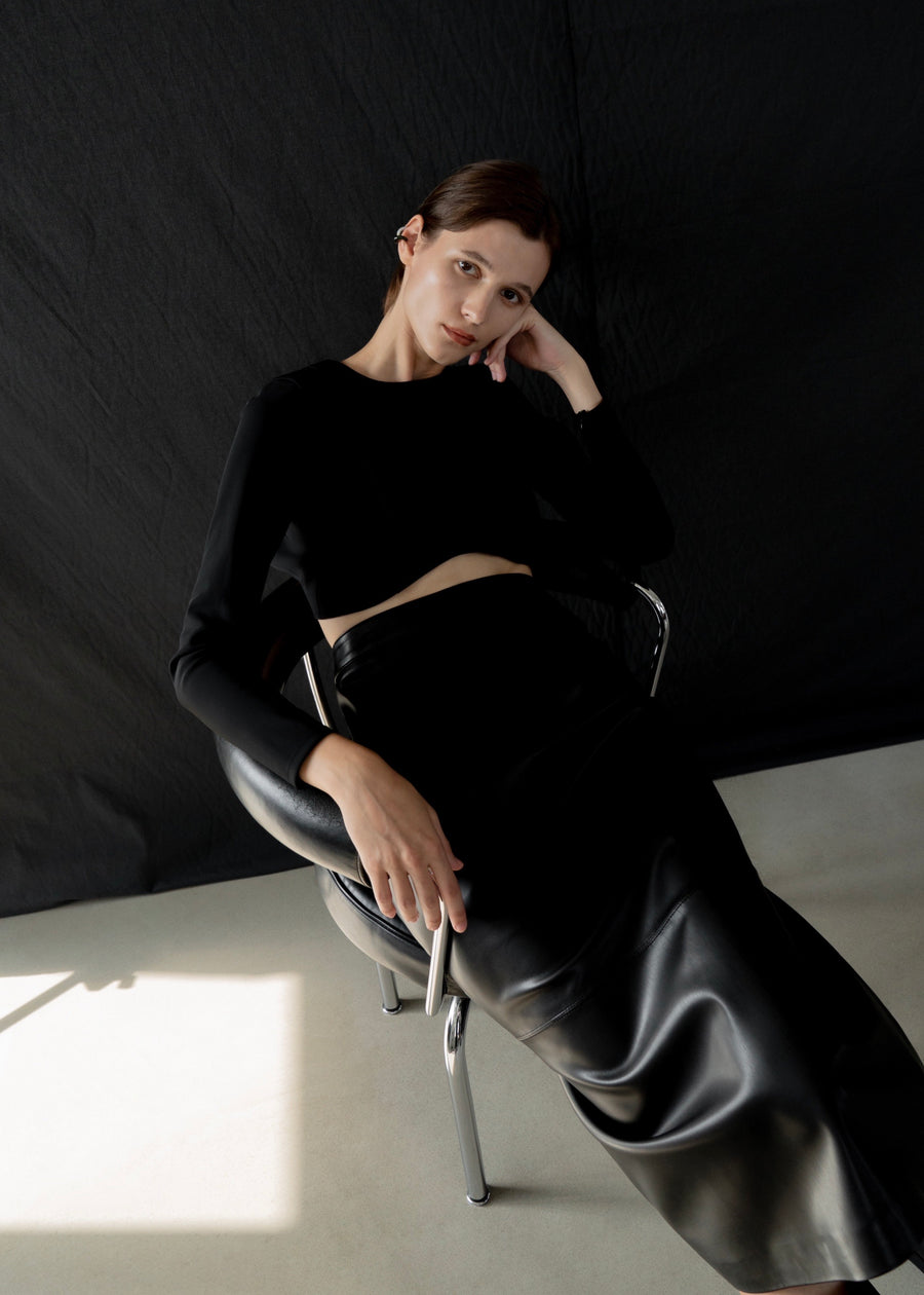 Vegan leather midi skirt | LEHA