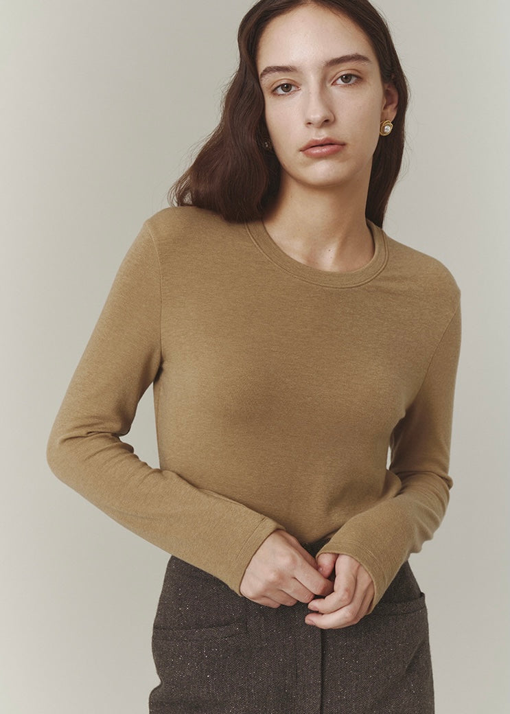 [Re-stock] Wool Blended Jersey Top (camel)
