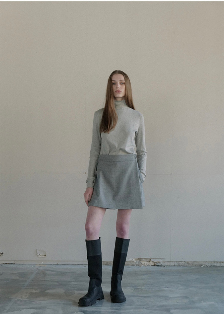 [LEHA] AVA WOOL CUB SHORTS -LIGHT GREY