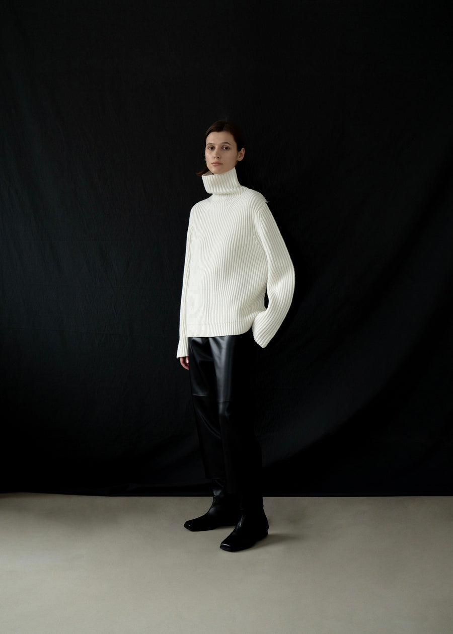Color-block Turtle neck Sweater | LEHA