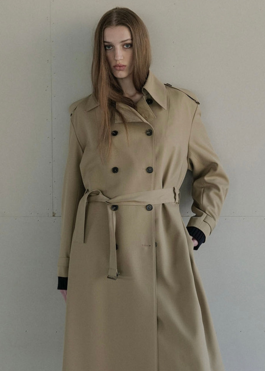 [LEHA] CAMDEN WOOL TRENCH COAT -BEIGE