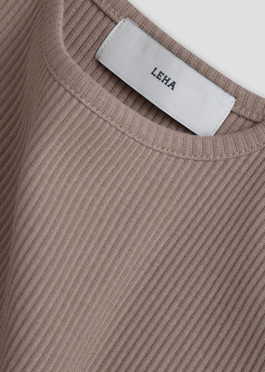 Essential Ribbed Stretch Cotton Jersey Tank Top (Beige)