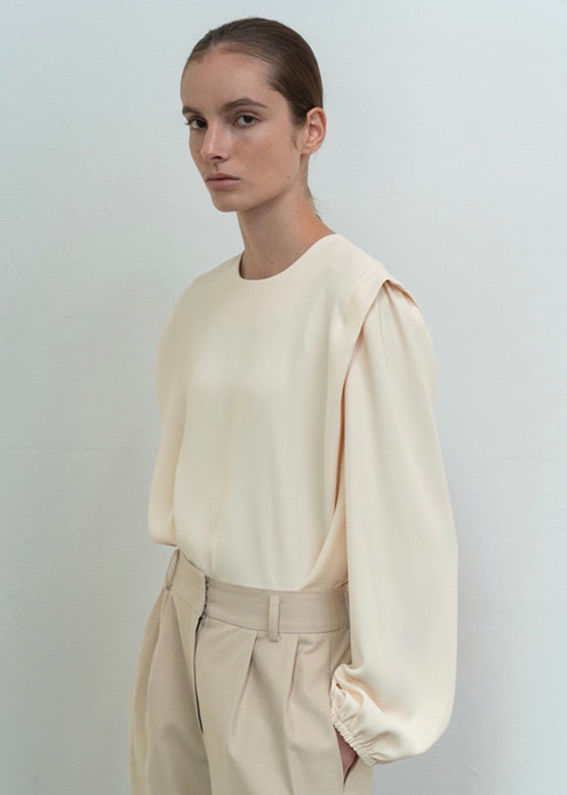 PANELED CREPE DE CHINE BLOUSE | L E H A