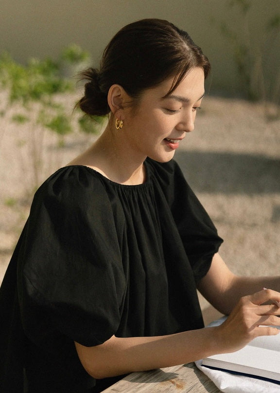 [Re-stock] Mimosa puff-sleeve dress (Black)