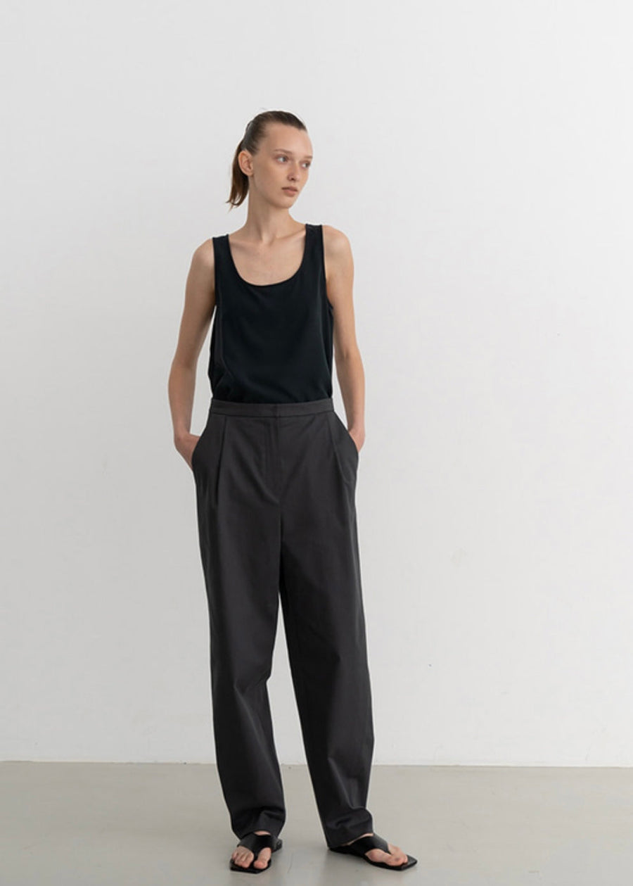 Cotton-linen Blended Tapered Pants (Anthracite)