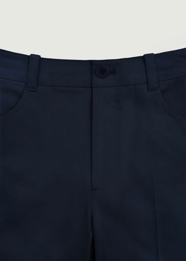 Semi-flared Cotton Pants (Deep Navy)
