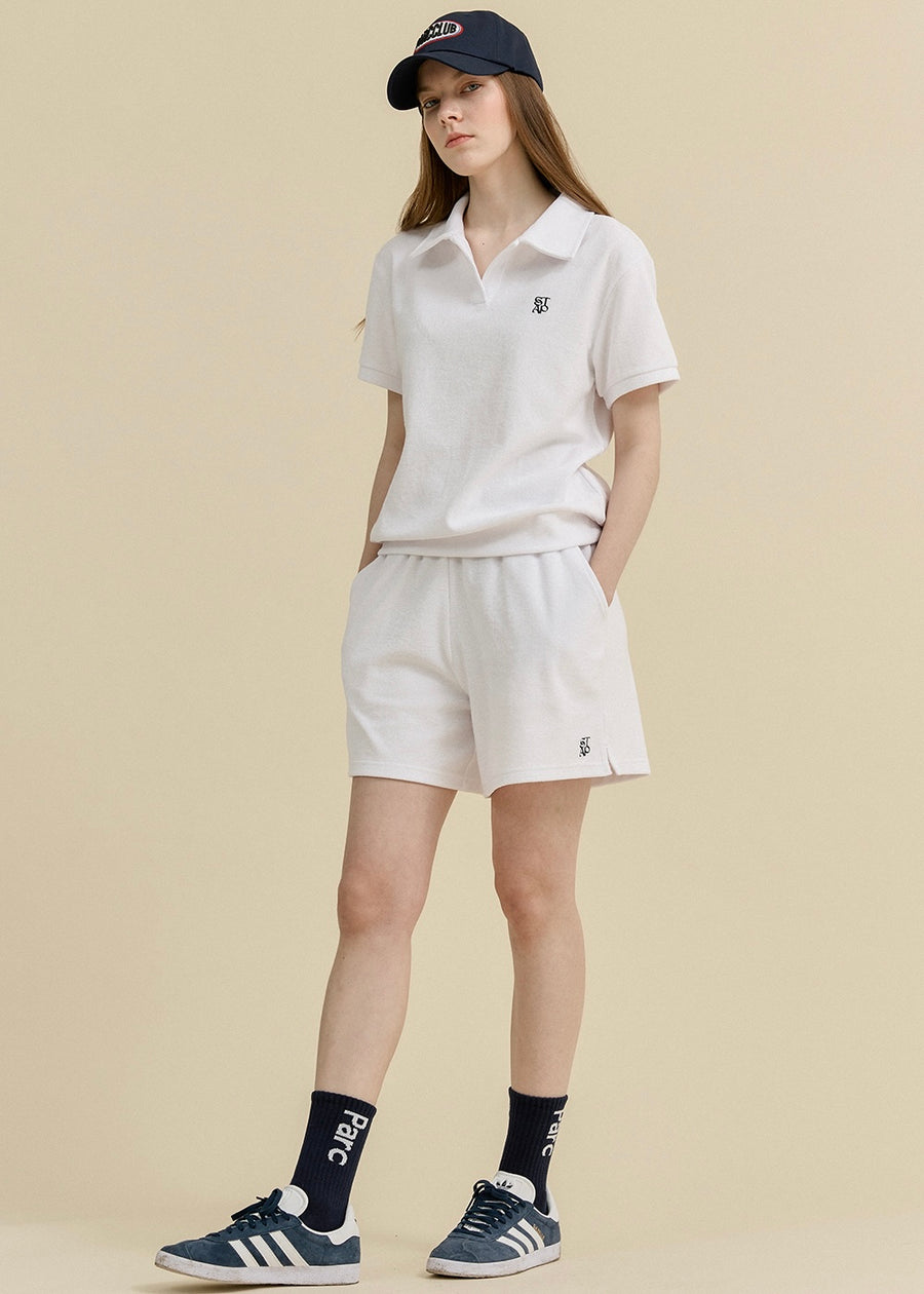 [STUDIO & PARC] Set Bacatel Terry T-shirt & Short Pants -White