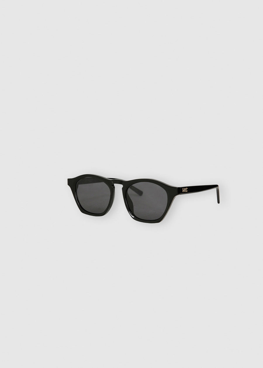 SQUARE SUNGLASSES & POUCH (BLACK) | RECTO