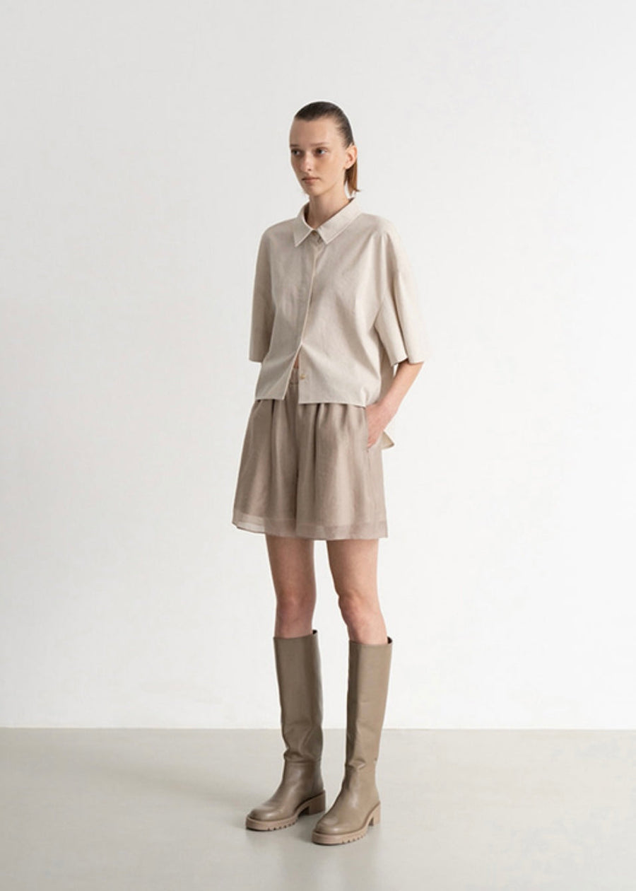 Serene Sheer Shorts (Beige)