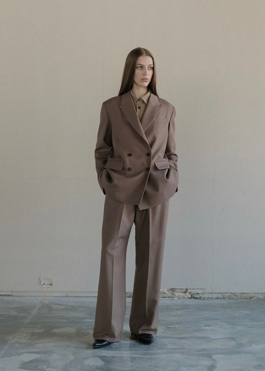 RE-ORDER [LEHA] BERWICK DOUBLE BREASTED JACKET -BROWN