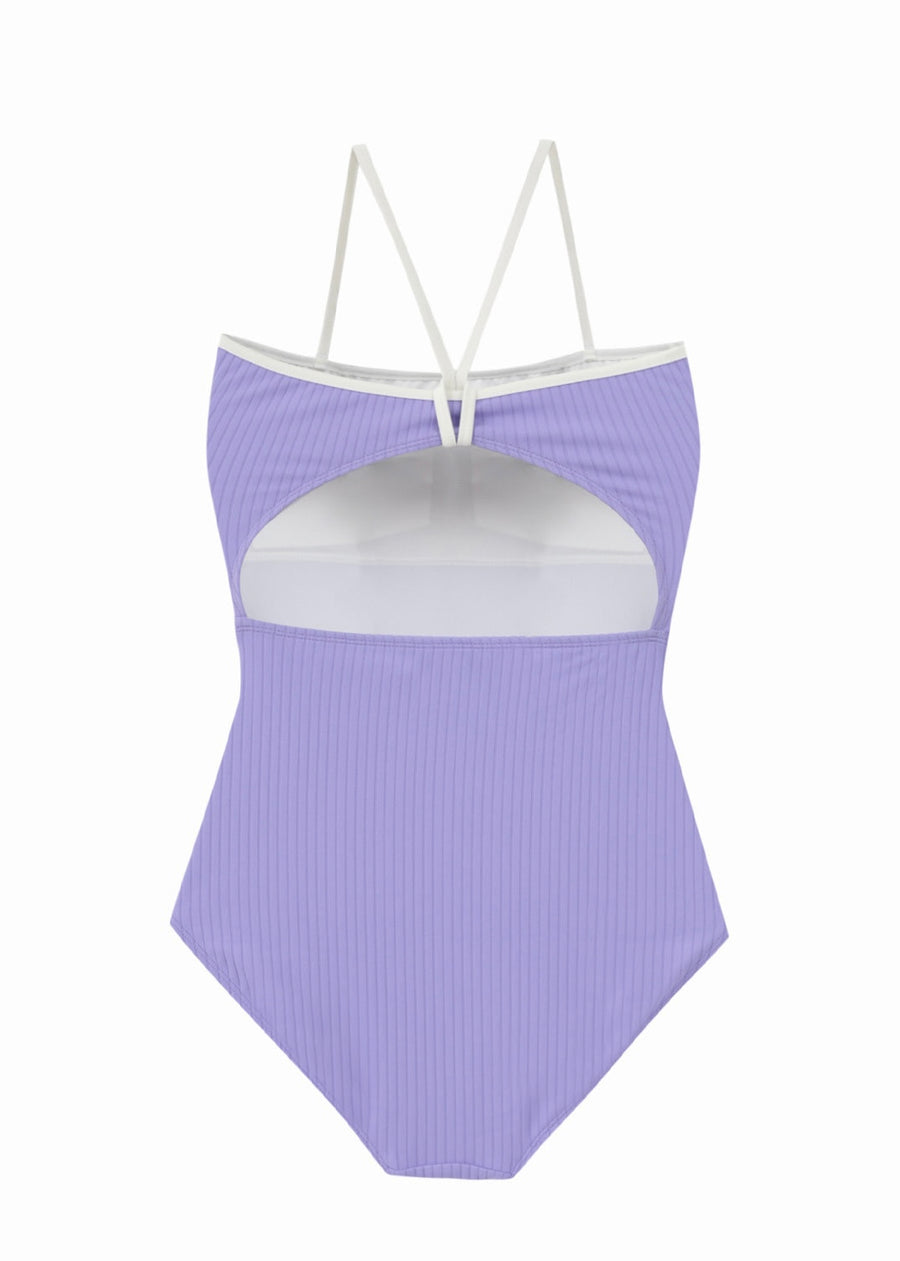 Ribbed v-strap back swim (Lavender)
