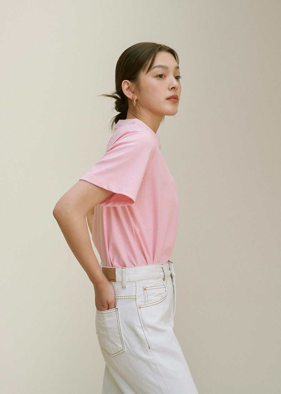 Crown neck t-shirt (Bloom Pink)
