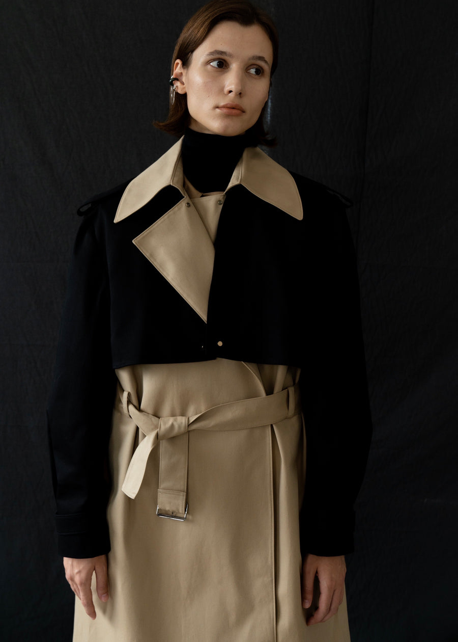 TWO TONE OVERSIZED TRENCH COAT| LEHA