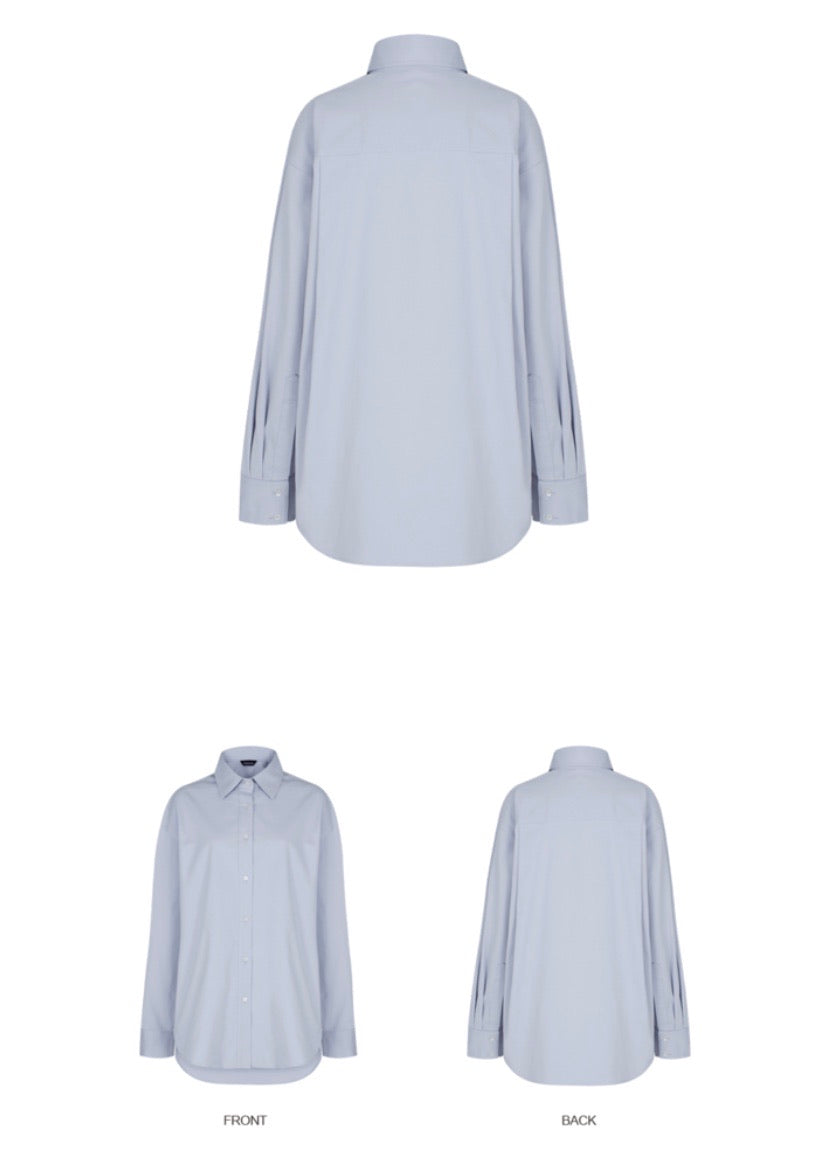 Oversized Cotton Shirt Blue | KINDERSALMON