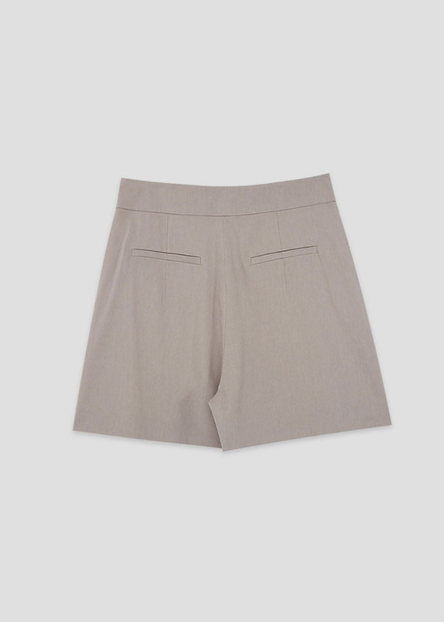 Karin linen blended shorts (Beige)