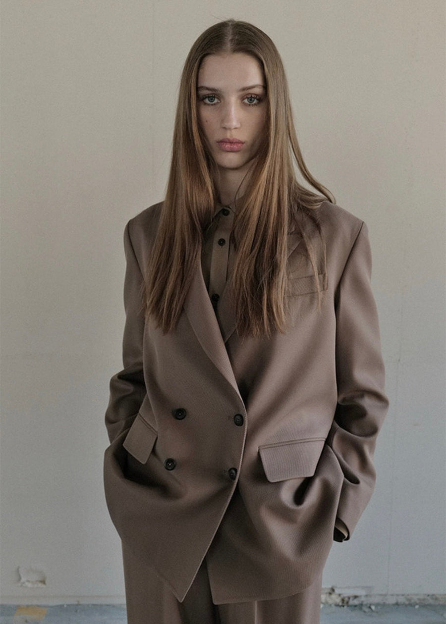 RE-ORDER [LEHA] BERWICK DOUBLE BREASTED JACKET -BROWN