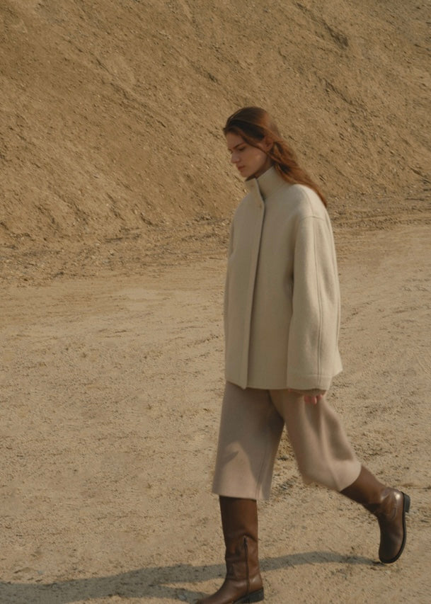 Half knit pants (Beige)
