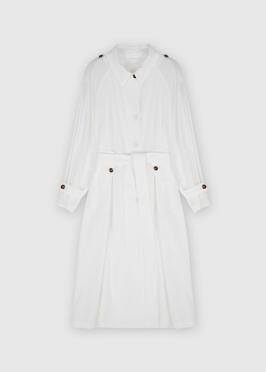 BELTED NYLON TRENCH COAT (WHITE) | RECTO