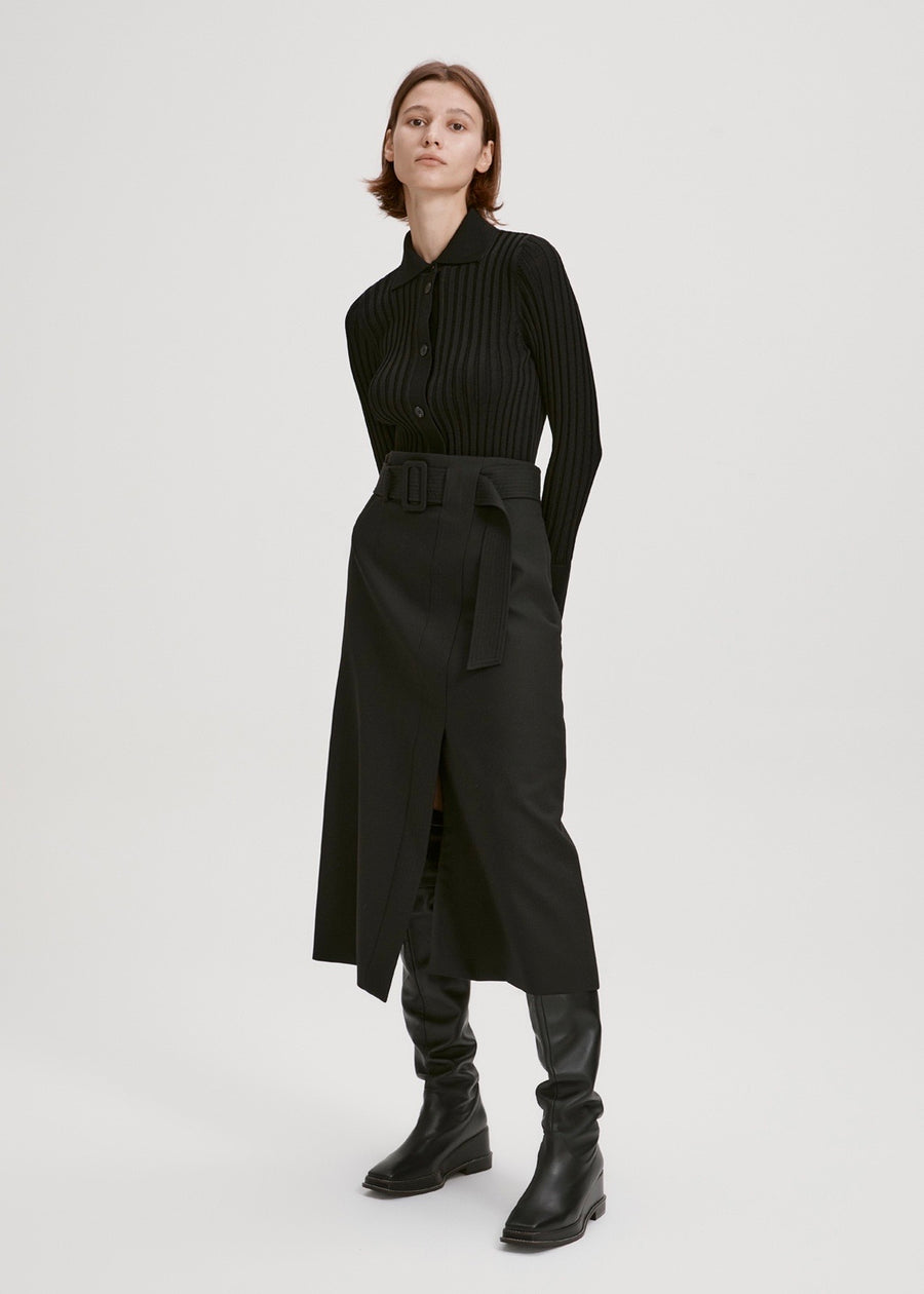 BELTED WOOL SKIRT | RECTO