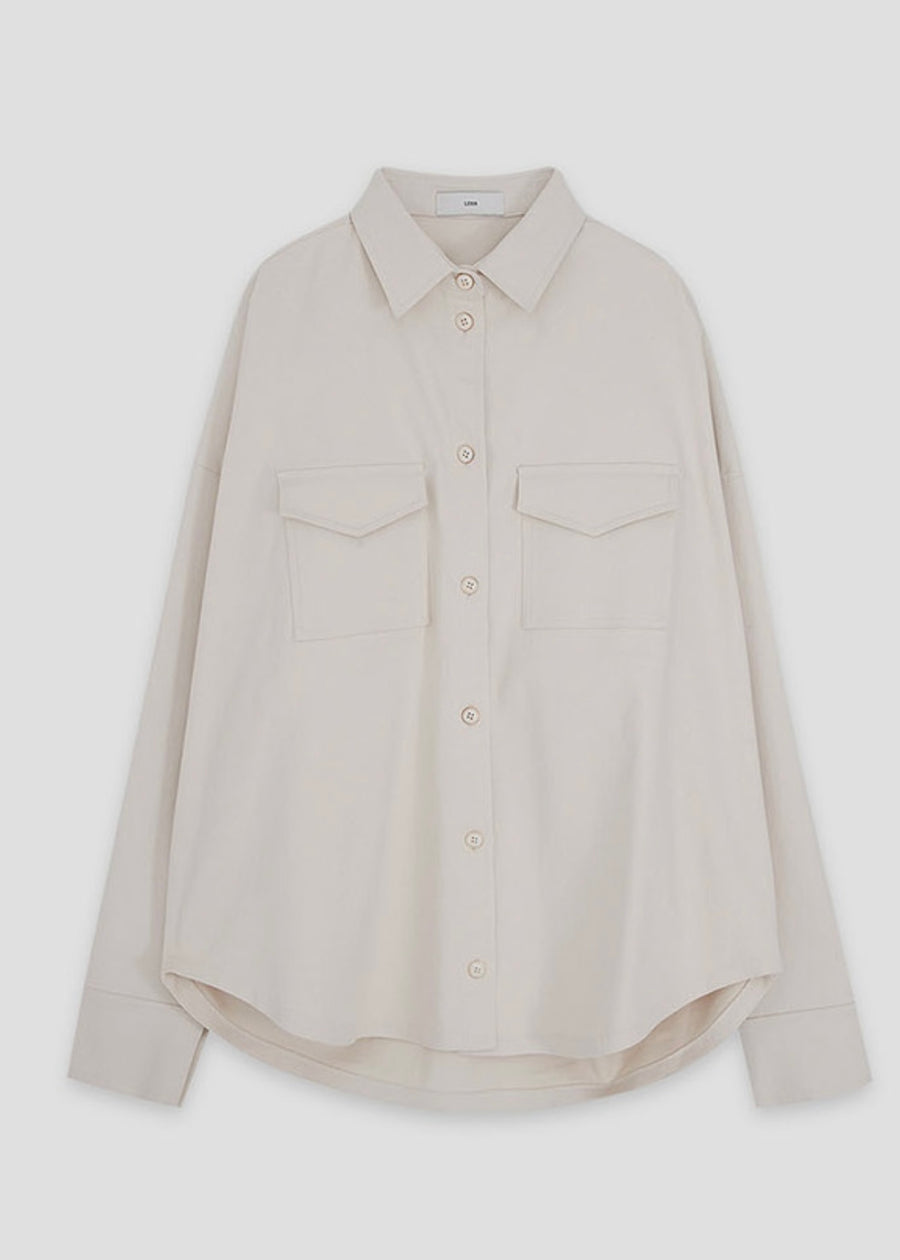 [LEHA] POUDRE SHIRT JACKET-CREAM