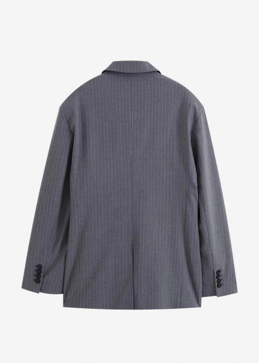 LEHA Camden Drop Shoulder Jacket (Grey Pinstripe)