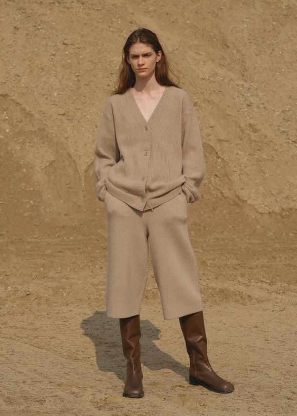 Half knit pants (Beige)