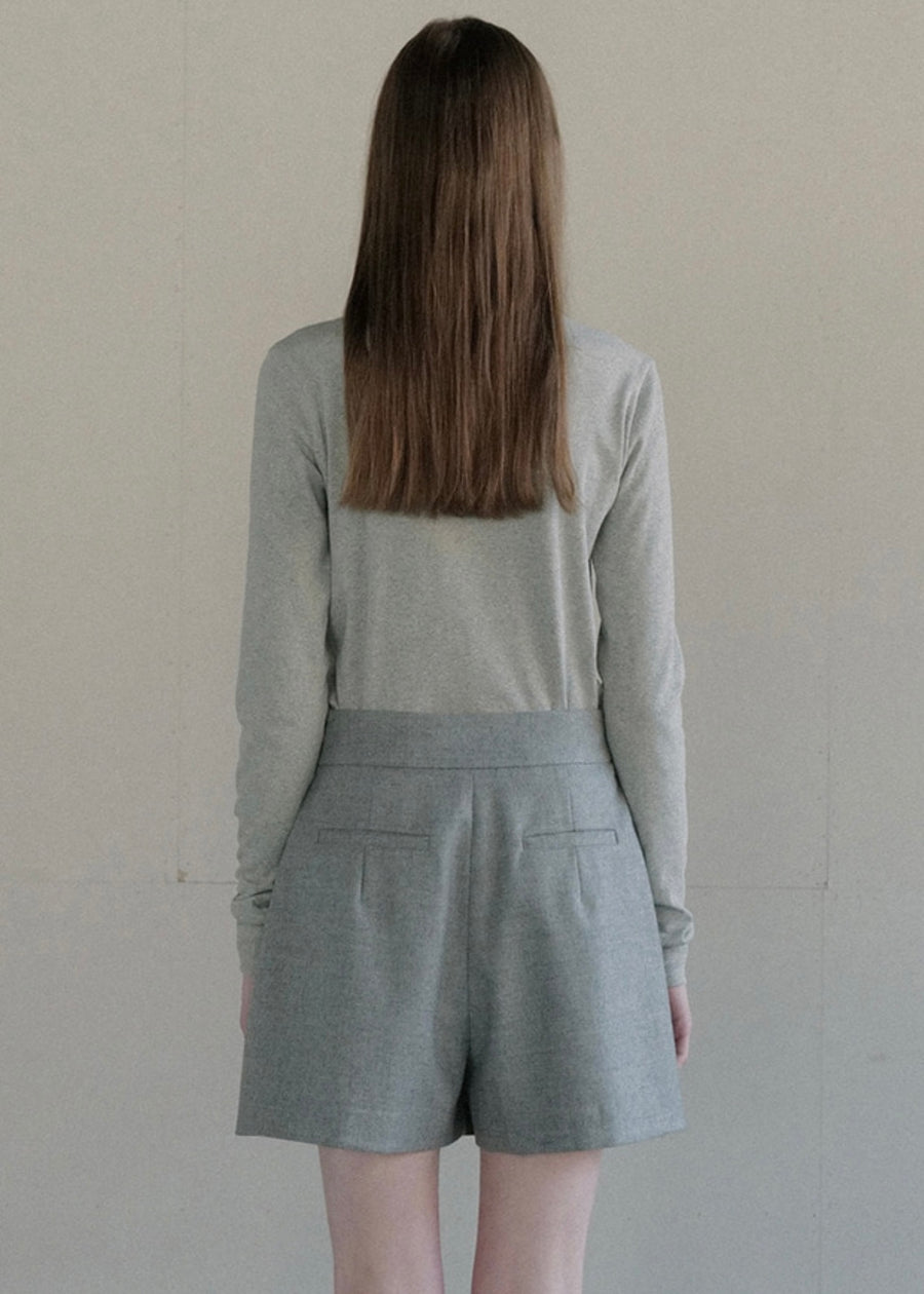 [LEHA] AVA WOOL CUB SHORTS -LIGHT GREY