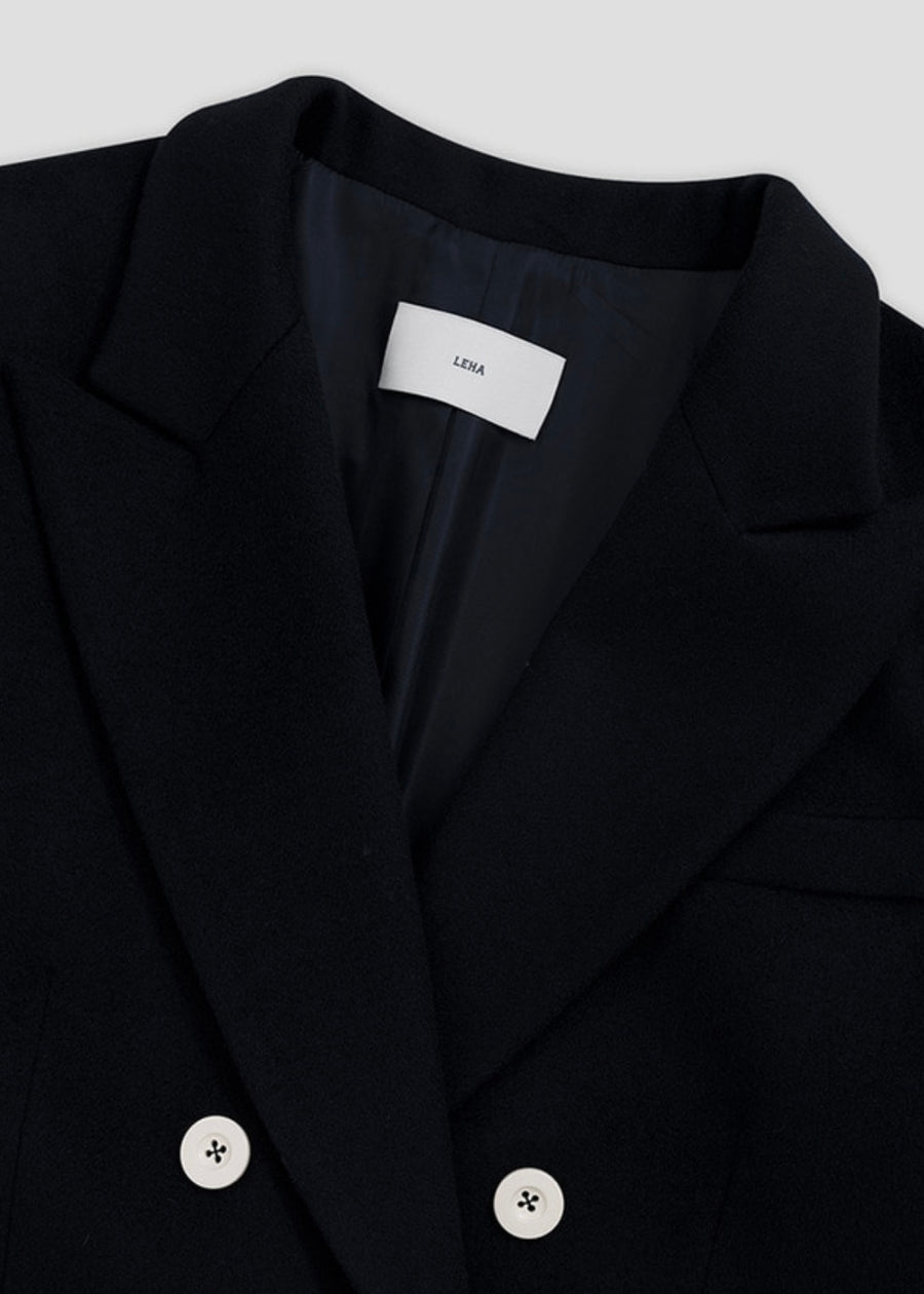 [LEHA] ADAMS DOUBLE BREASTED COAT -NAVY