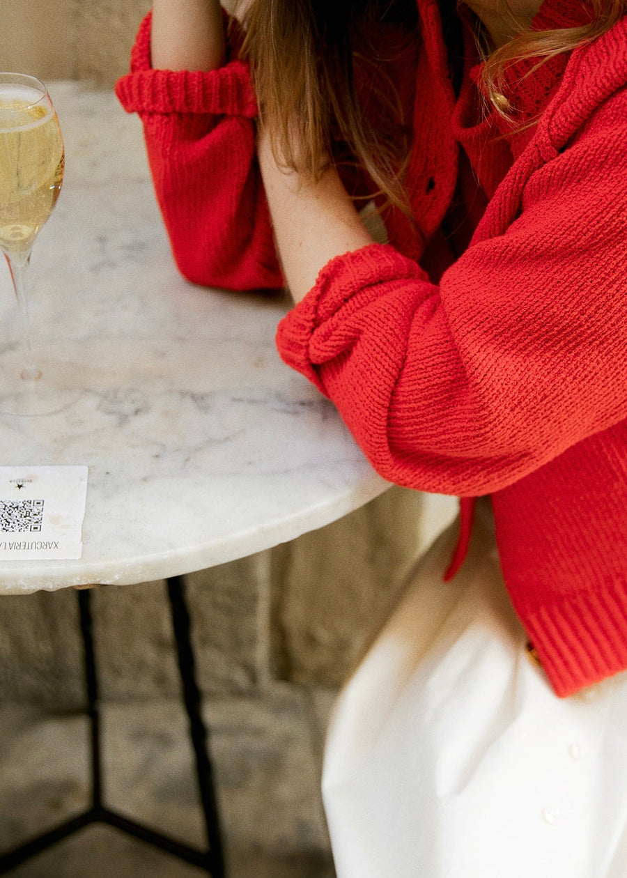 Alice Knit Cardigan (Ruby red)