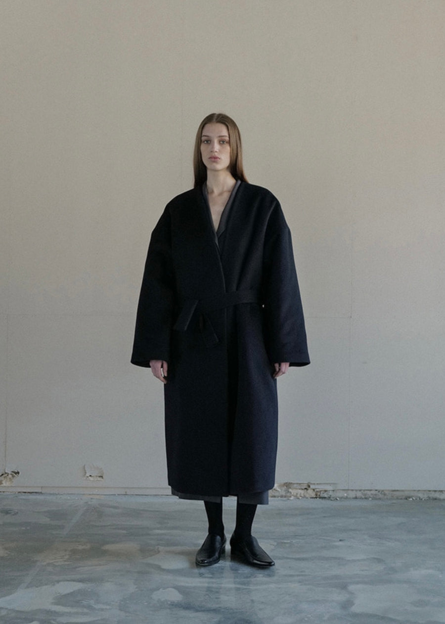 [LEHA] MARTA WOOL AND CASHMERE COCOON COAT -NAVY