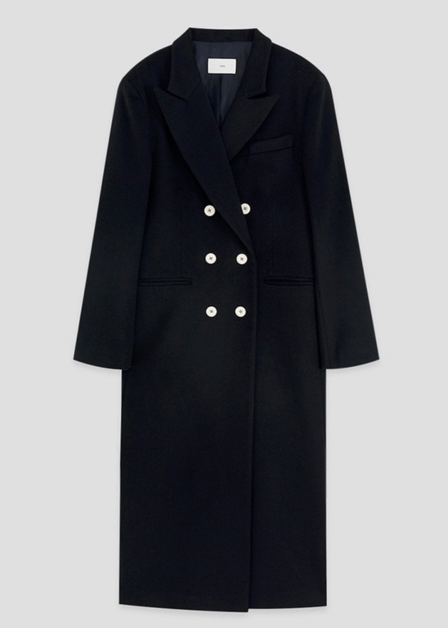 [LEHA] ADAMS DOUBLE BREASTED COAT -NAVY