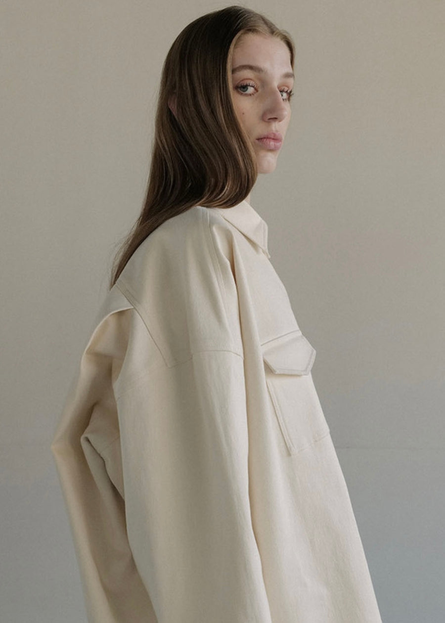 [LEHA] POUDRE SHIRT JACKET-CREAM