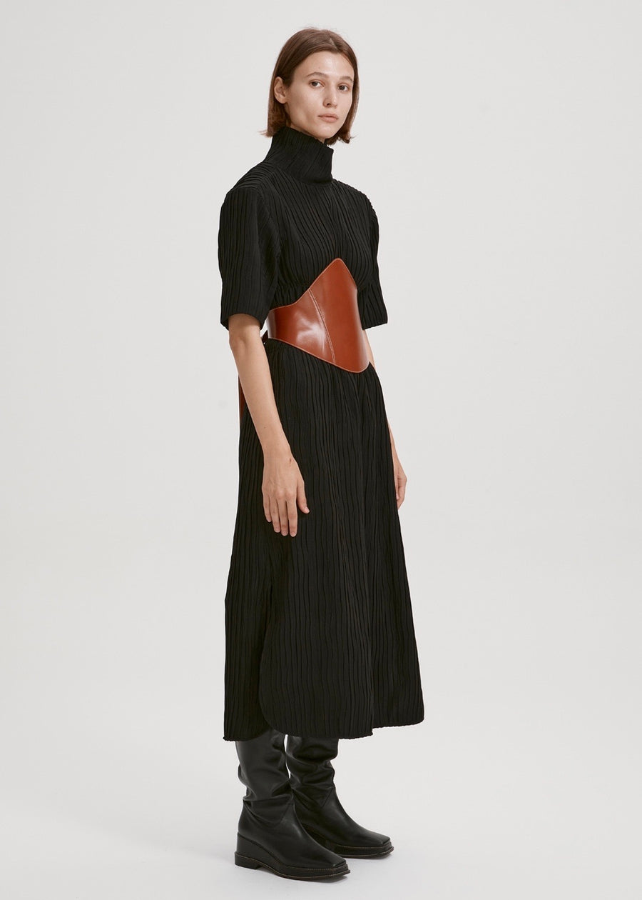 TEXTURED TURTLENECK DRESS  | RECTO