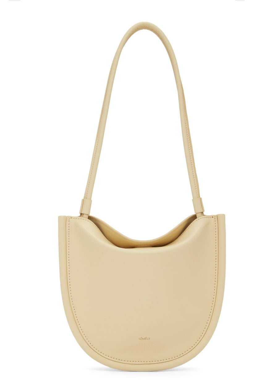 Flat hobo shoulder bag (Beige)