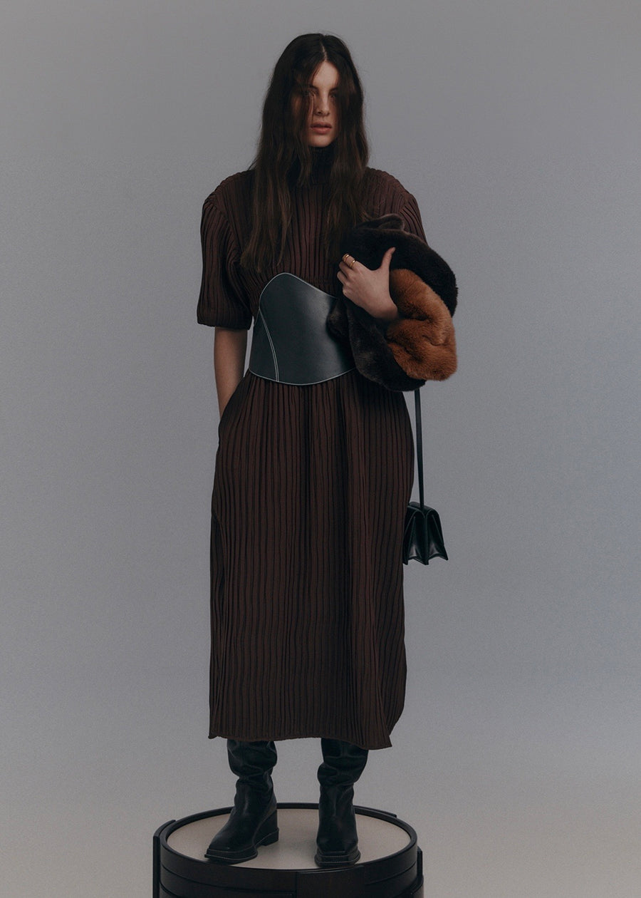 TEXTURED TURTLENECK DRESS  | RECTO