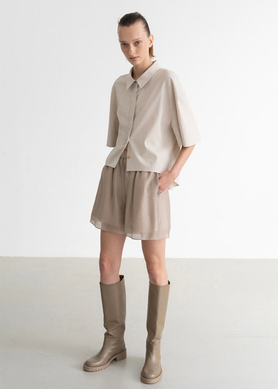 Serene Sheer Shorts (Beige)